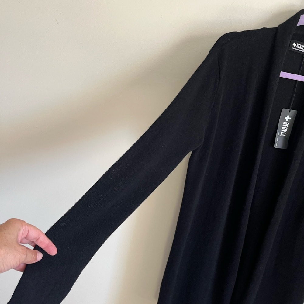 Beryll Black Cashmere Open Front Cardigan Quiet Luxory Minimalist OS NWT - Picture 3 of 16